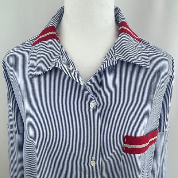 Zara Preppy Varsity Blue Pinstripe shirt – Women’s Medium M - Picture 1 of 13